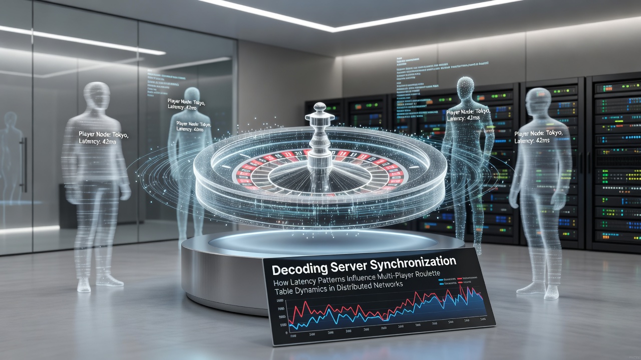 Diagram van server synchronisatie en latency patronen in gedistribueerde multiplayer roulette netwerken