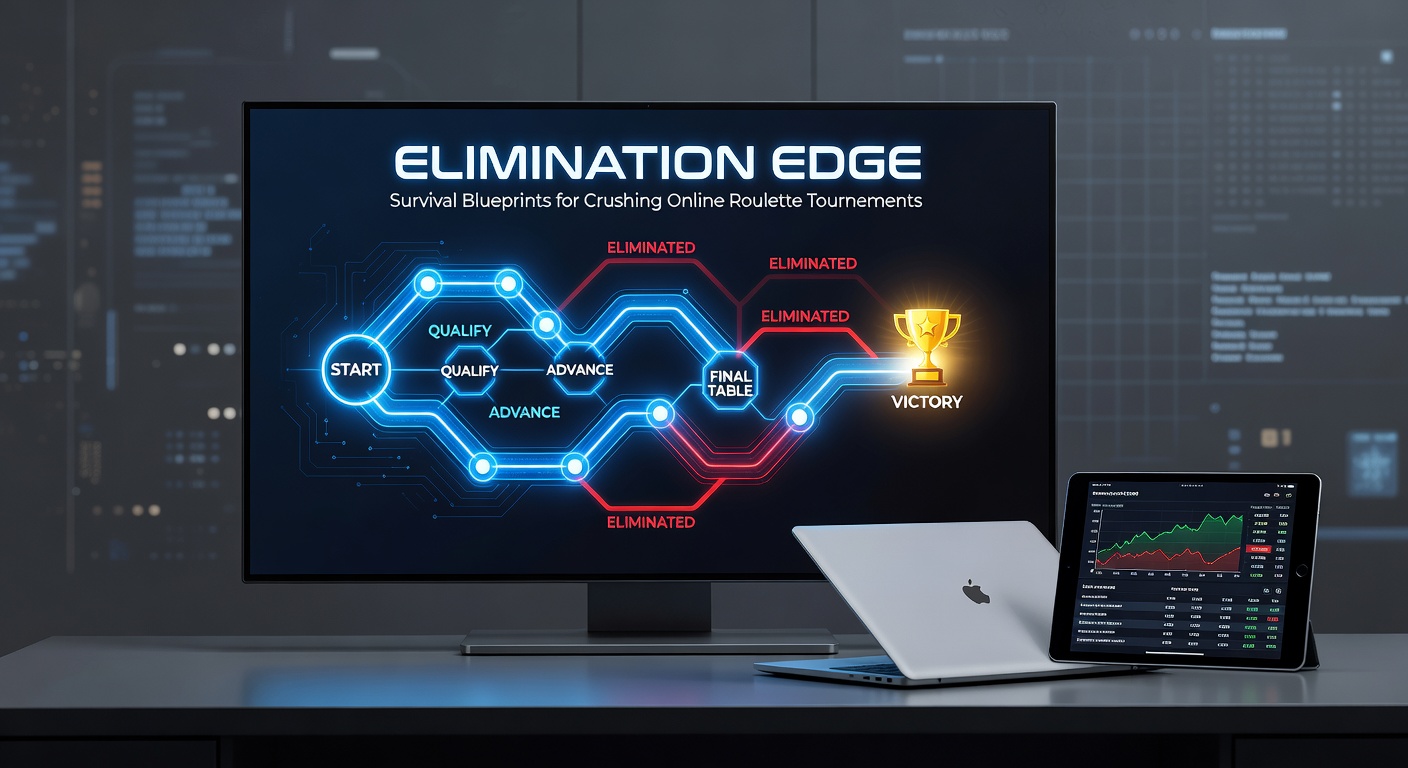 Visualisatie van stackgroei en eliminatiecurves tijdens een online roulette toernooi final table