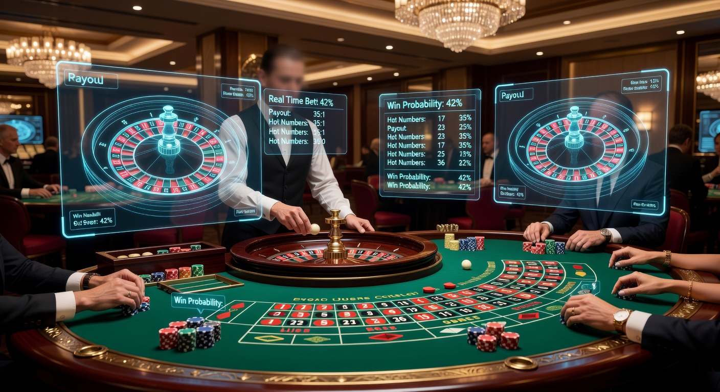 Augmented reality overlay op een fysiek roulettewiel in een casino omgeving