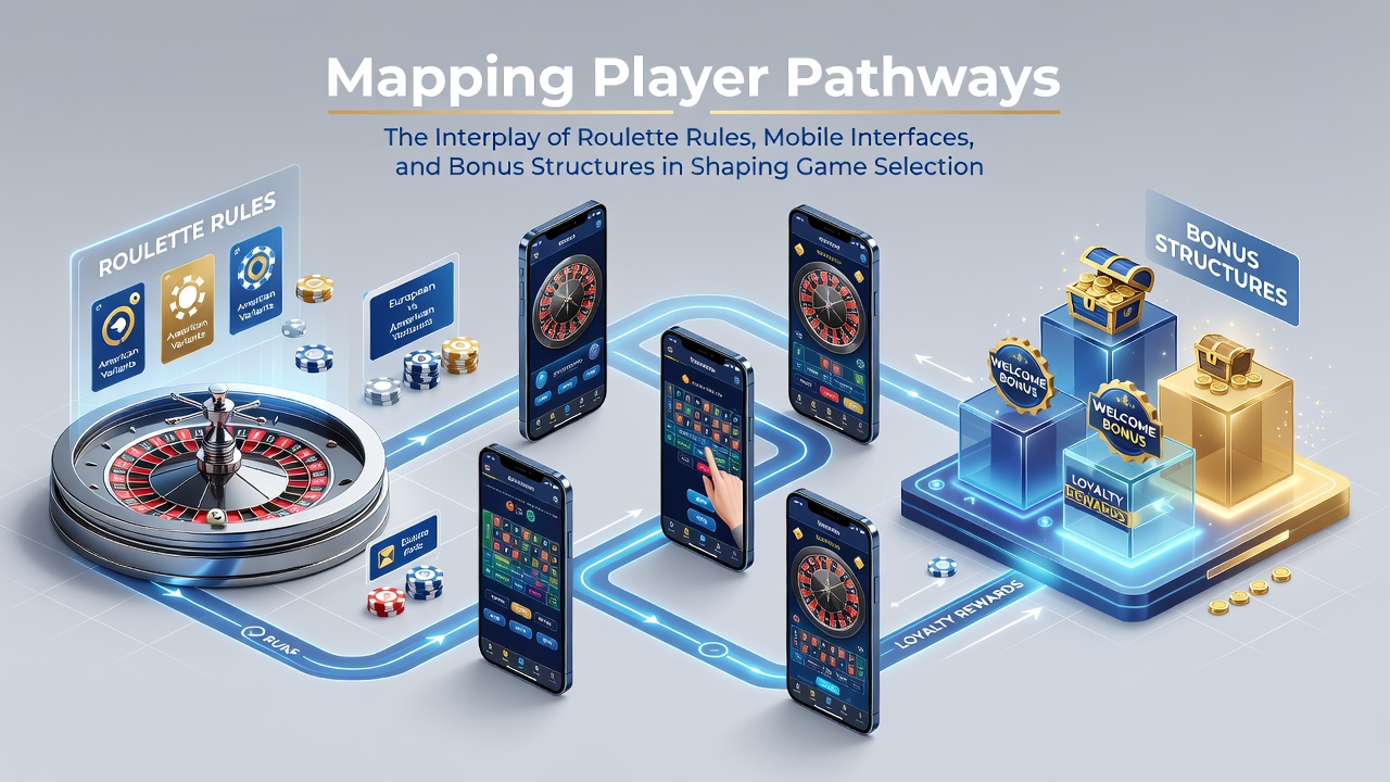 Visuele weergave van spelerstrajecten door rouletteregels, mobiele interfaces en bonusstructuren