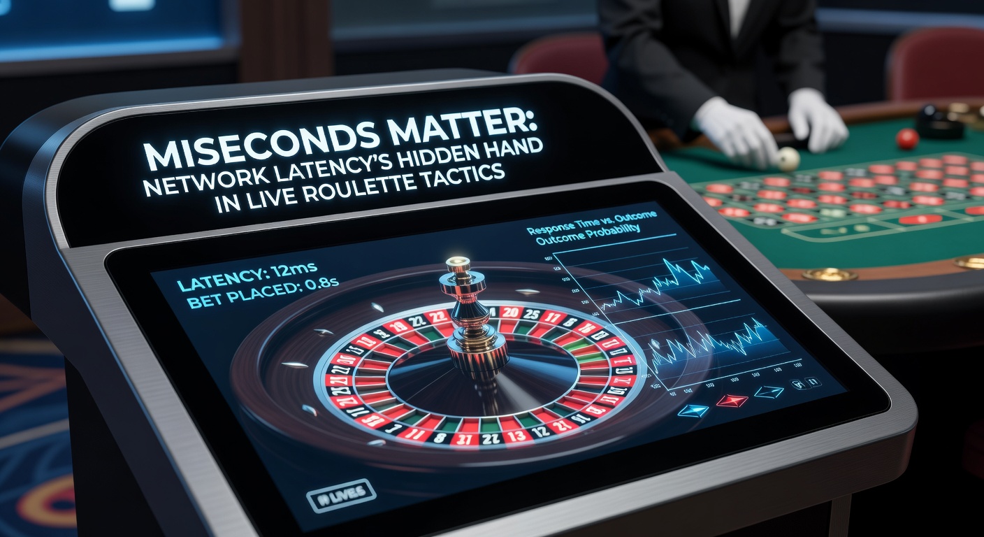 Schermafbeelding van een live roulette interface met latency-indicator en een speler die een late inzet probeert te plaatsen tijdens de spin