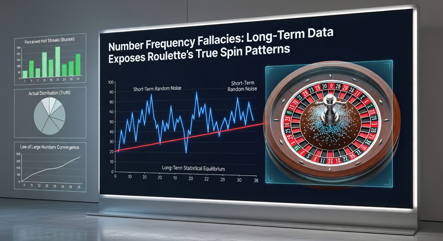 Tabel met frequentieverdelingen van roulette-nummers na 10 miljoen spins, vergeleken met theoretische verwachtingen, inclusief chi-kwadraat testresultaten