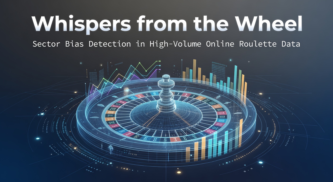 Een gedetailleerde visualisatie van een roulettewiel met gemarkeerde sectoren en statistische overlay van spinresultaten uit een groot dataset